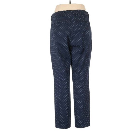 Liverpool Sz 12 Navy Dot Pull-On Tapered Ankle Crop Pants Stretch Casual Comfort - Picture 2 of 3